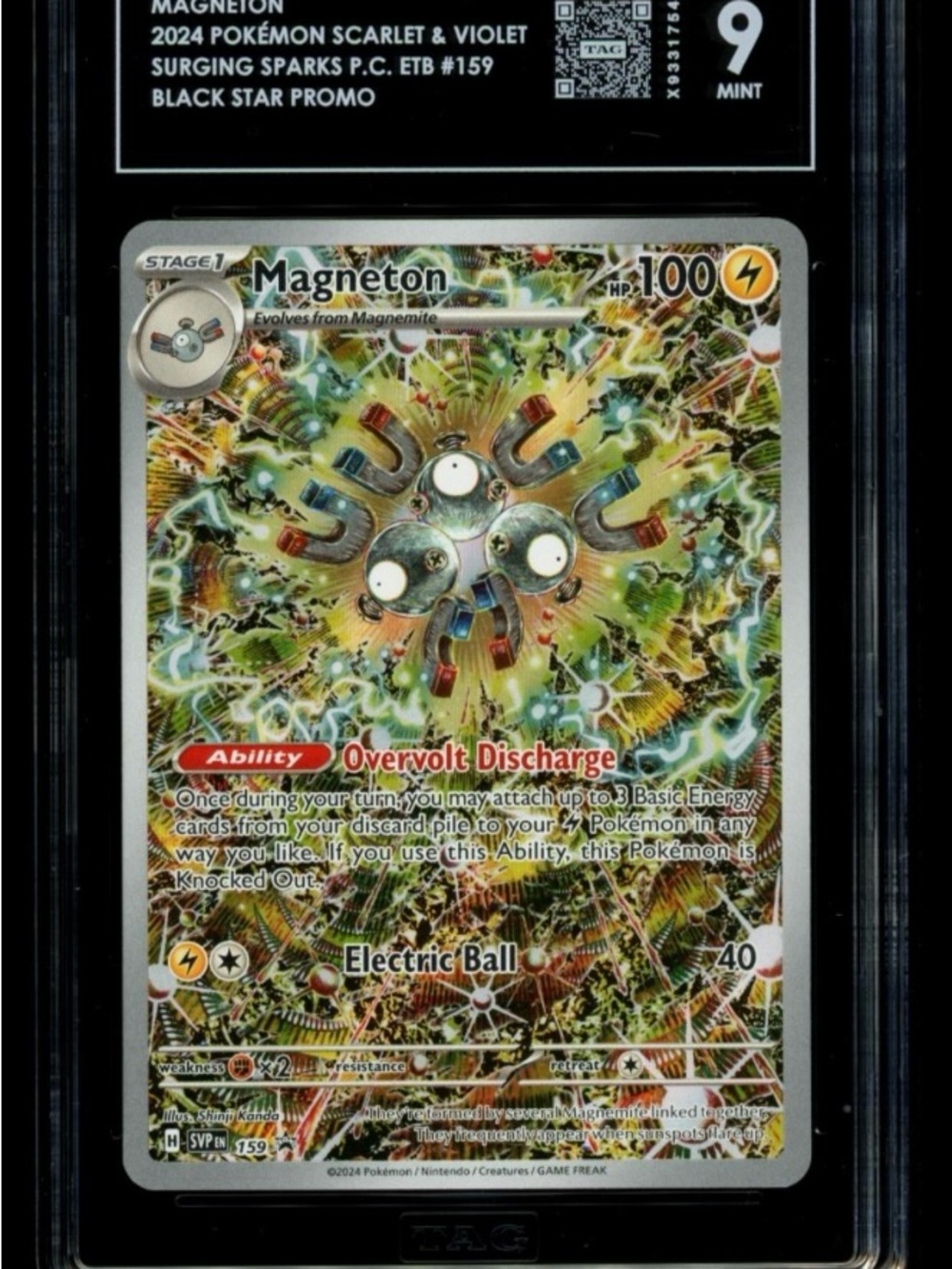 Pokémon TCG TAG 9 Magneton SVP EN 159 Surging Sparks Black Star Promo Holo 2024